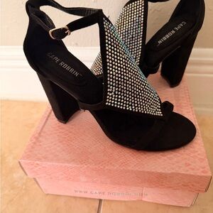 Cape Robbin Black Heels with Rhinestones